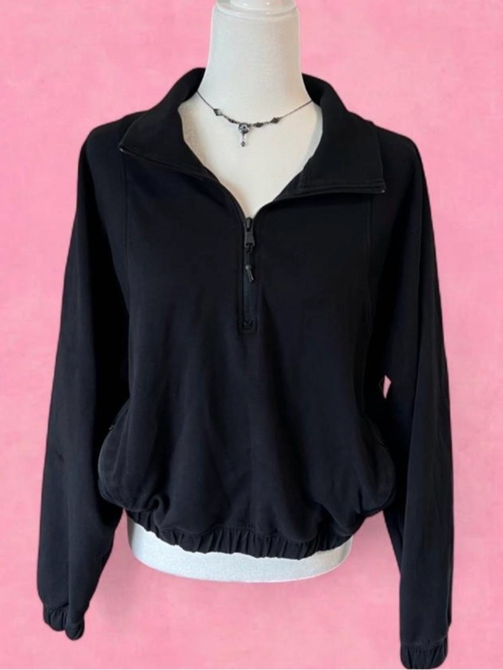 Old Navy Black Half-Zip Pullover Sweatshirt